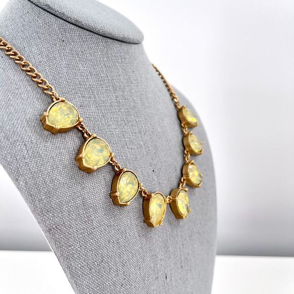 The Limited Rhinestone Statement Necklace Yellow Opal Teardrop Gold Tone - Picture 3 of 6